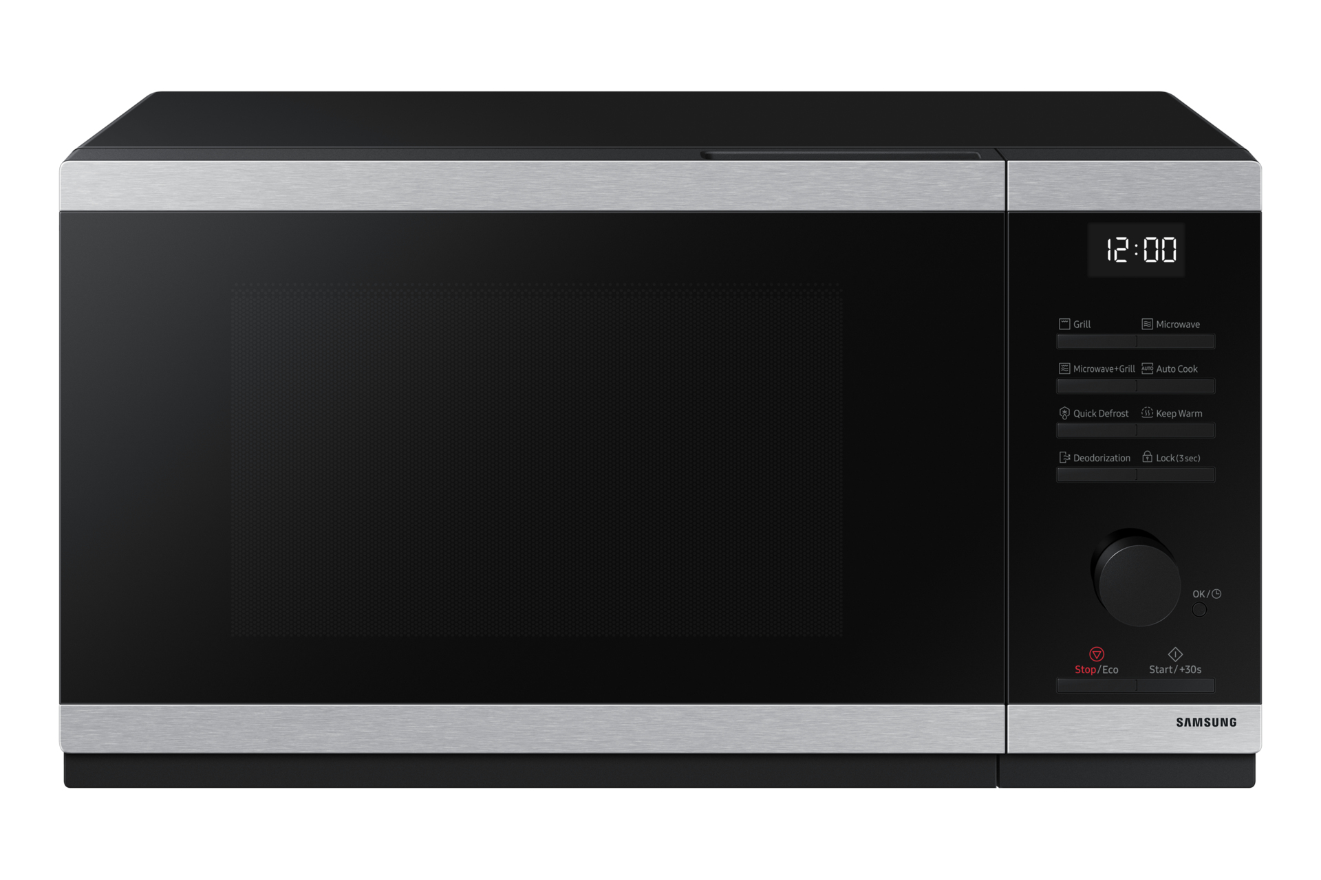 Microondas con grill - Samsung MG23DG4524ATE1, 800W, 6 niveles, Modo Eco, 23l, Negro