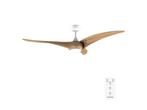 Ventilador de techo - Cecotec EnergySilence Aero 5295, Luz LED 18 W (3 tonalidades), 6 velocidades, Mando, Temporizador, Modo invierno/verano, Marron
