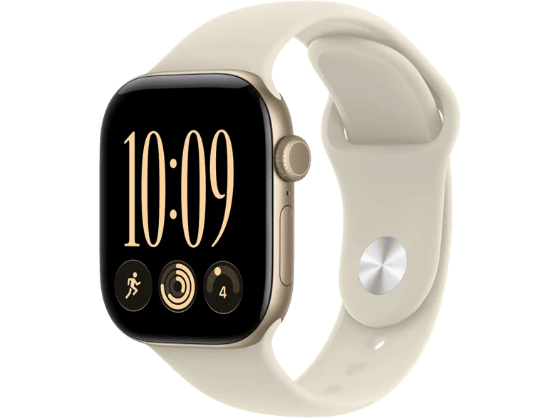 Apple Watch Series 12 (2026), GPS, 42mm, Caja de aluminio Dorado claro, Correa deportiva Arena, Talla M/L, Siri AI