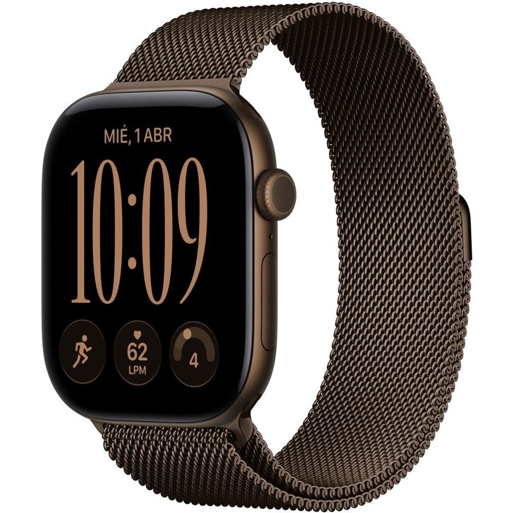 Apple Watch Series 12 (2026), GPS+CEL, 46mm, Caja de aluminio Bronce oscuro, Correa Milanese Loop Talla M/L, Siri AI