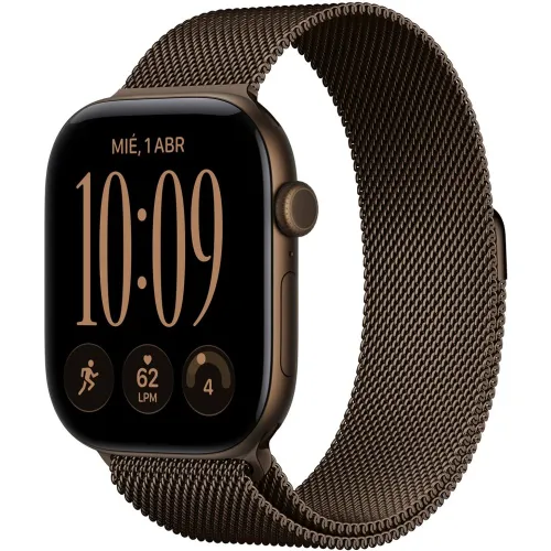 Apple Watch Series 12 (2026), GPS+CEL, 46mm, Caja de aluminio Bronce oscuro, Correa Milanese Loop Talla M/L, Siri AI