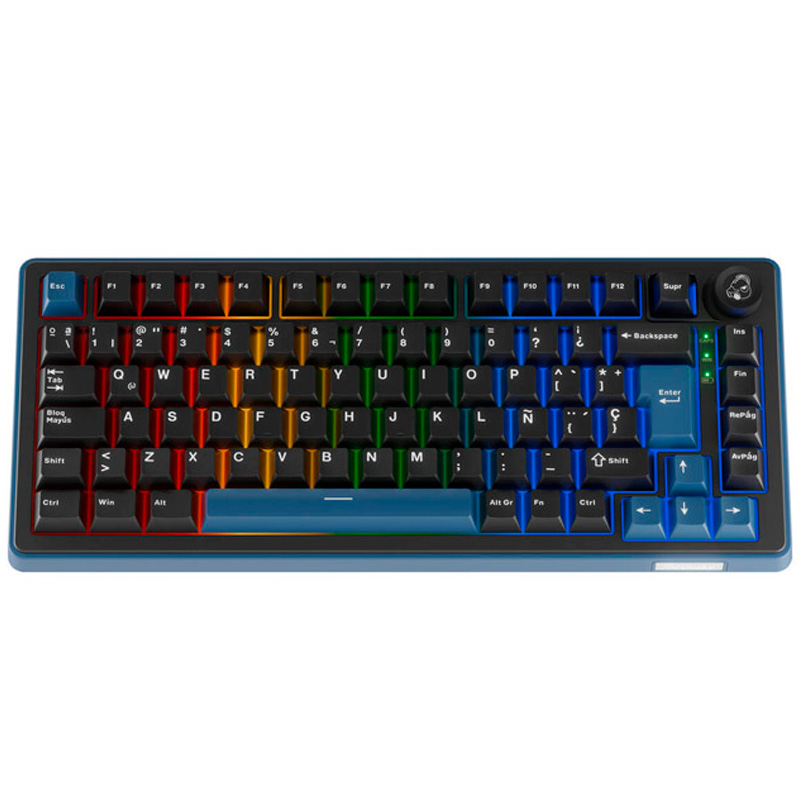 Ducky OK-M 75 RGB Tri-Mode Hot-Swap Inalámbrico 75% ISO-ES Switches KTT Baby Blue