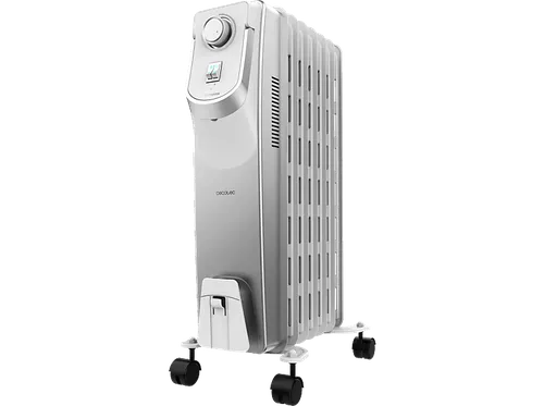 Radiador de aceite - Cecotec ReadyWarm 7000 Space 360º, 7 Elementos, 1500 W, 3 Niveles, Blanco