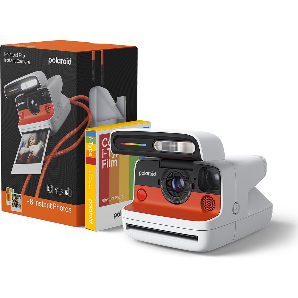 Polaroid - Cámara analógica instantánea Polaroid Flip + Paquete Color i-Type Film 8 fotos.