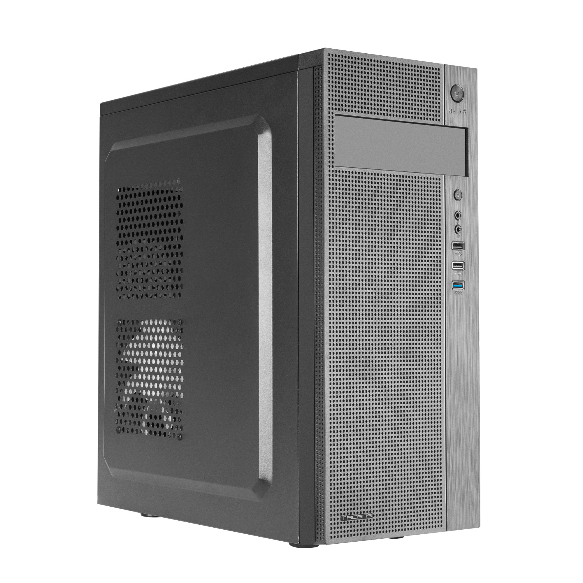 TACENS 2FERROX, Caja PC Semitorre ATX, Ventilador Lateral 12cm, Rejilla Frontal, Acero, Negro Negro