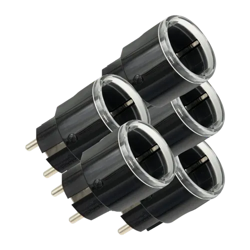 Enchufe inteligente Shelly Plug S Gen3 Matter Pack 5 Negro Medición de Consumo 12A