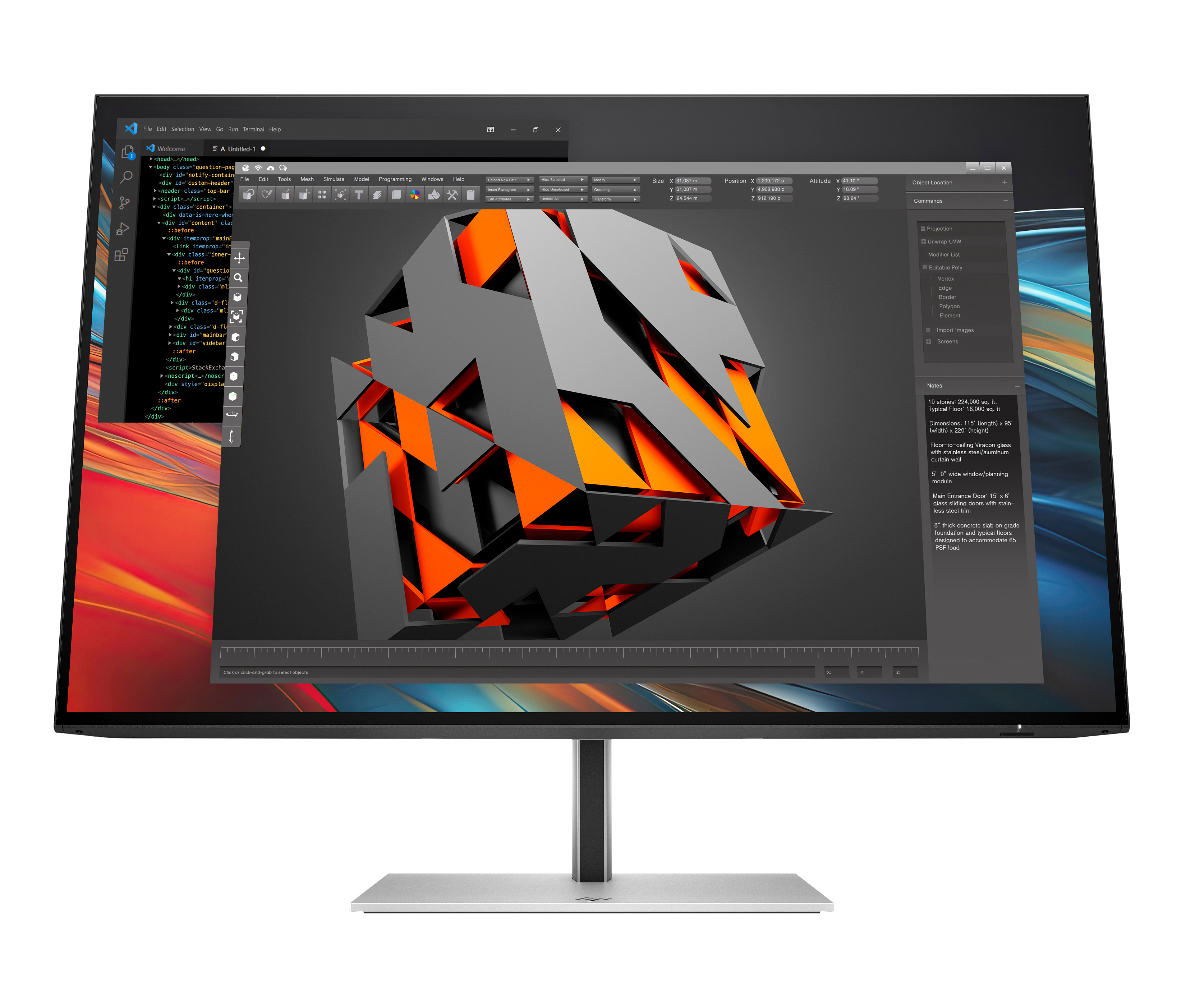 HP Series 7 Pro 24 inch WUXGA Monitor - 724pn PVC Free 8X534A5#ABB