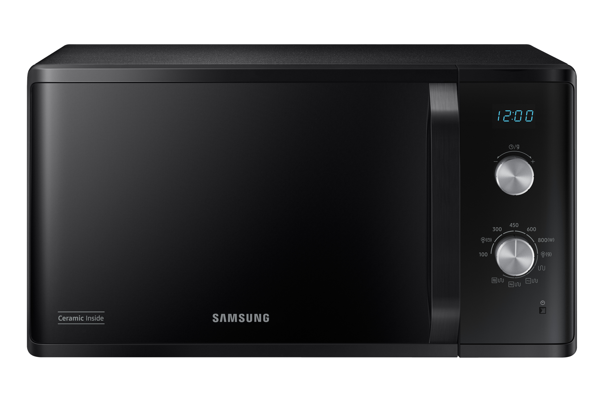 Microondas con grill - Samsung MG23K3614AK/E1, 800 W, 6 niveles, 23l, Descongelación rápida, Negro