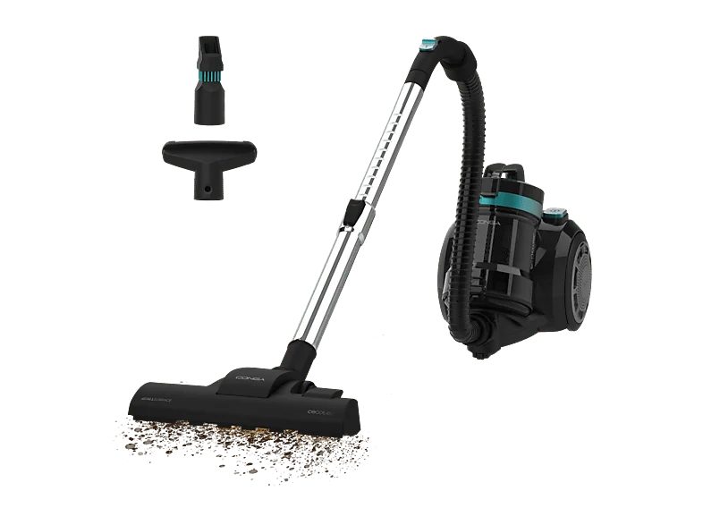 Aspirador sin bolsa - Cecotec Conga Rocksta Cyclonic Plus, Sin bolsa, 800 W, Filtro HEPA, Tubo telescópico, Depósito de 2 l, Negro