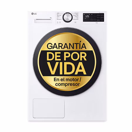 Secadora bomba de calor - LG RHX5009TLC, 9 kg, 12 programas, AI DUAL Inverter™, ThinQ™, Blanco
