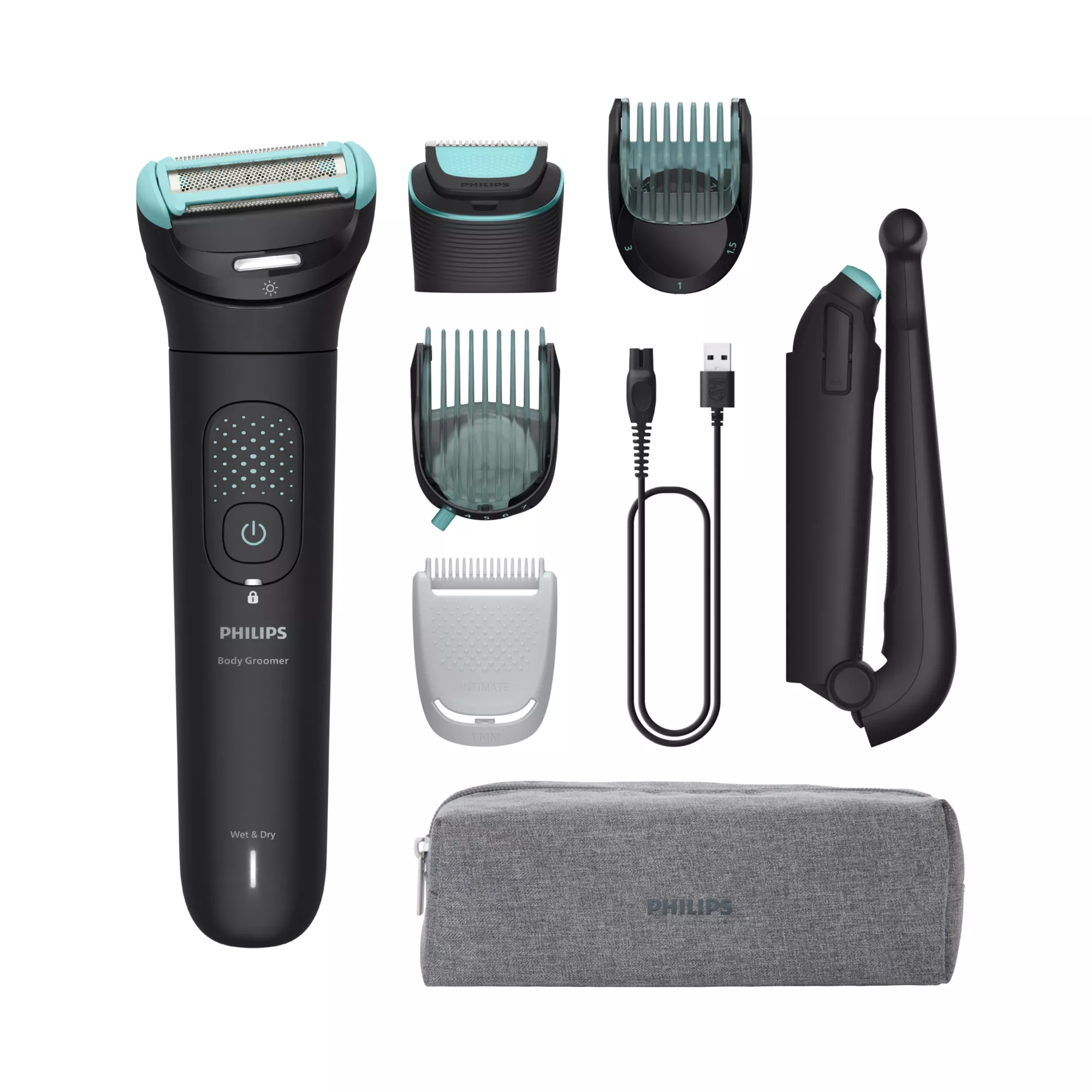 Afeitadora corporal - Philips BG7480/15, 3 Accesorios, 120 min, Autoafilable, Cabezal flexible 2D, Recorta y Afeita, Triple Protect