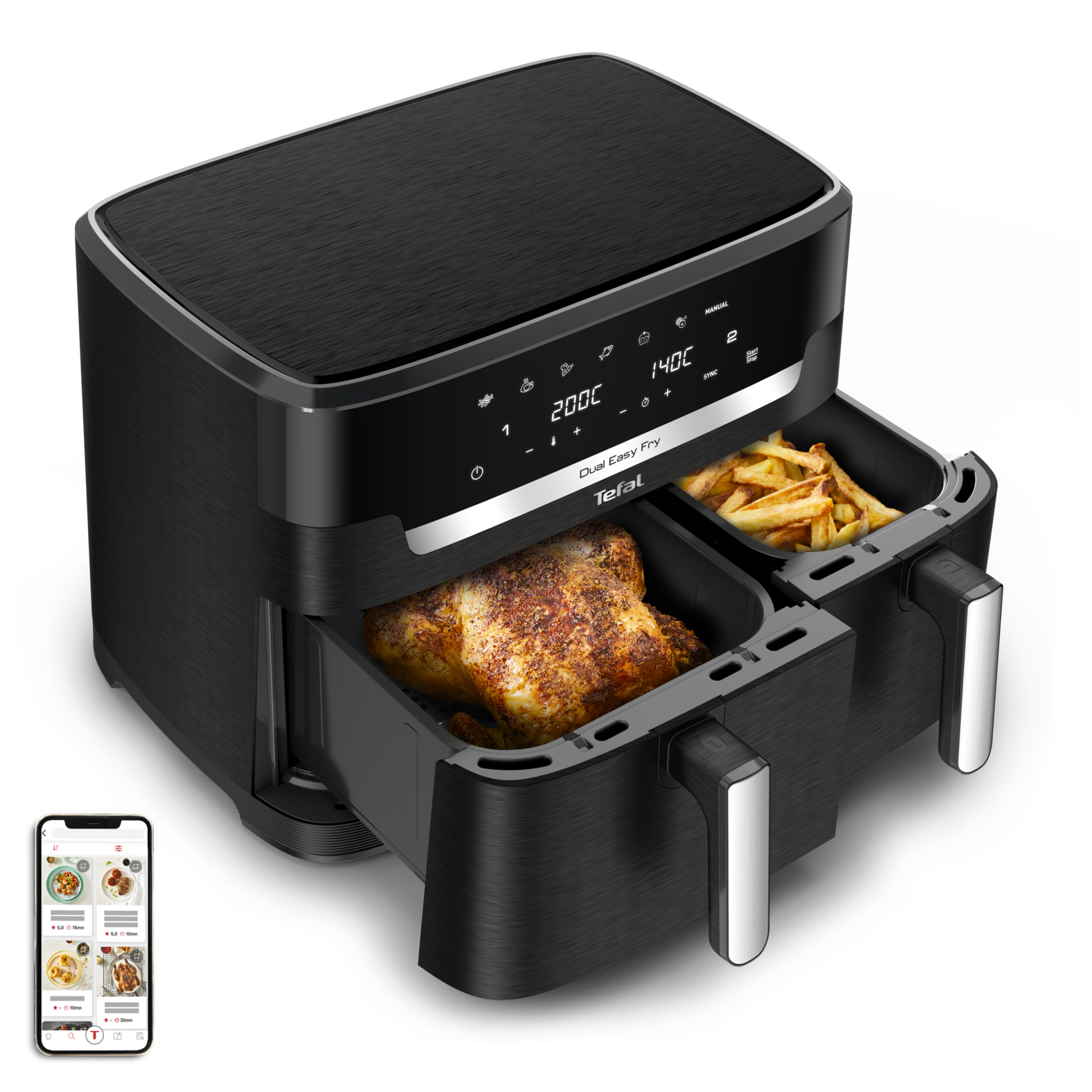 Freidora de Aire Tefal Dual Easy Fry XXL EY9428E Doble cesta 11L 2020W