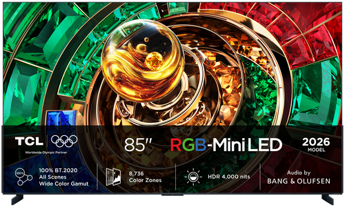 TV RGB Mini LED 85" - TCL 85RM9L, UHD 4K, AiPQ Pro Processor, Smart con Google TV, 144 Hz, Negro