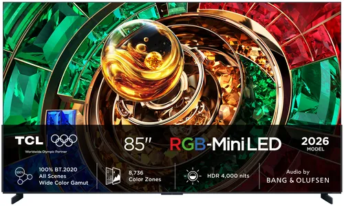 TV RGB Mini LED 85" - TCL 85RM9L, UHD 4K, AiPQ Pro Processor, Smart con Google TV, 144 Hz, Negro
