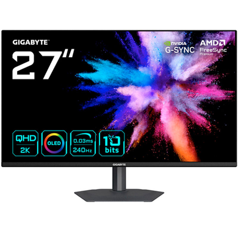 MONITOR GIGABYTE 27" GO27Q24A,QD-OLED,2560X1440 (QD-OLED),0,229PP,0.03MS,1.5MM:1,240HZ,2HDMI+1DP+1USB2.0+1 TYPE C,AJUSTABLE,NEGRO