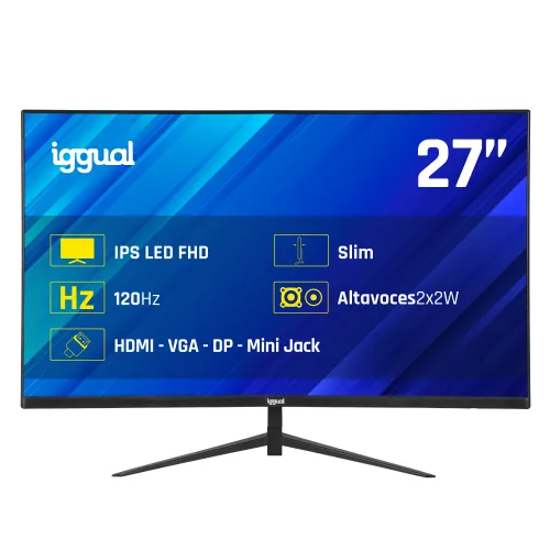 IGGUAL Monitor 27" 1ms FHD 120Hz VGA HDMI DP MM 27" LED IPS Full HD HDMI VGA Altavoces