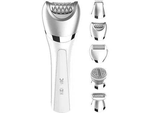 Depiladora - KOENIC 103261, Para Cuerpo, 6 en 1, 2 Niveles de funcionamiento, 50 min Autonomía, Wet&Dry, Cabezales, Gris