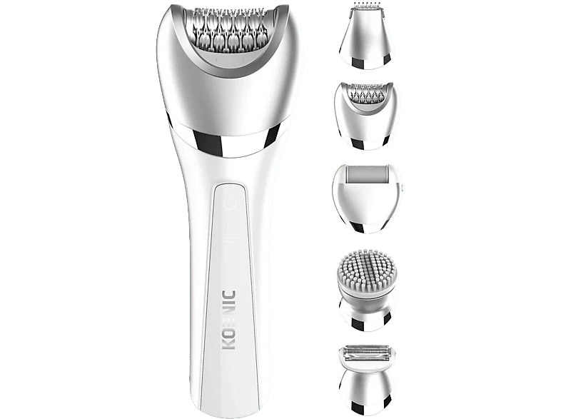 Depiladora - KOENIC 103261, Para Cuerpo, 6 en 1, 2 Niveles de funcionamiento, 50 min Autonomía, Wet&Dry, Cabezales, Gris