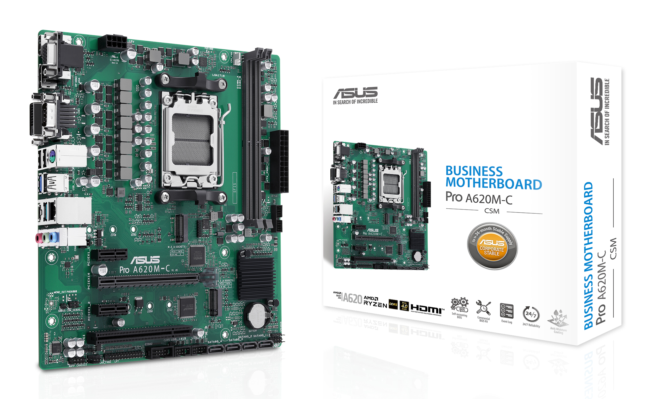 ASUS PRO A620M-C-CSM AMD A620 Zócalo AM5 micro ATX 90MB1F80-M0EAYC