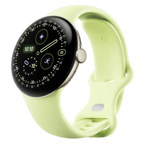Smartwatch - Google Pixel Watch 4, AMOLED, 41 mm, Correa S-L, Aluminio 100% reciclado, Con Gemini, Oro/Verde lima