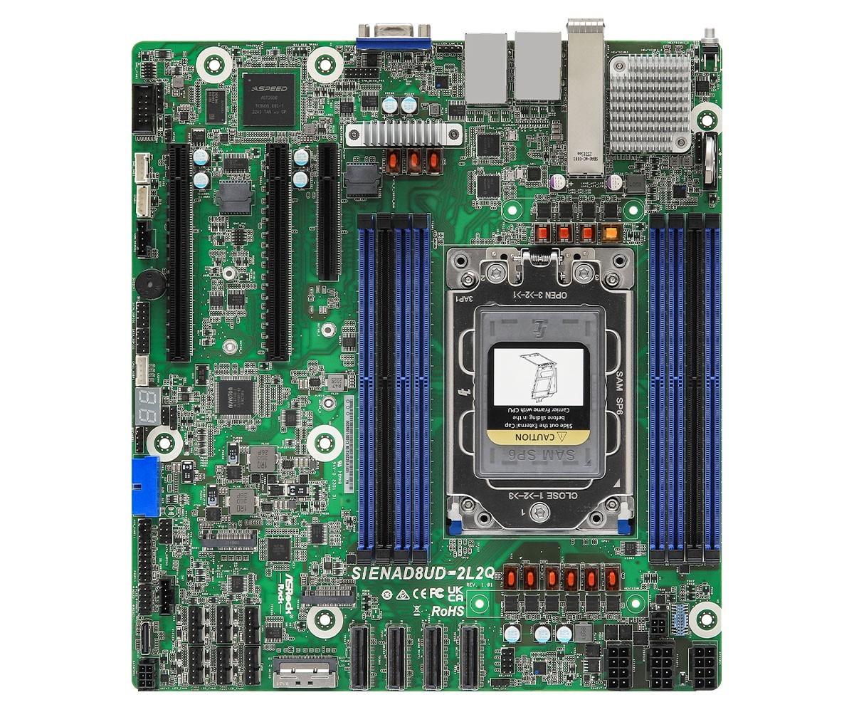 ASRock SIENAD8UD-2L2Q, 1xSKT SP6, AMD EPYC 8004, SoC SIENAD8UD-2L2Q