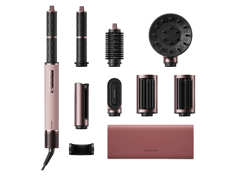 Moldeador - Dreame Airstyle Era Dorado, 1400 W, Tecnología iónica, 3 niveles de temperatura, Rosa