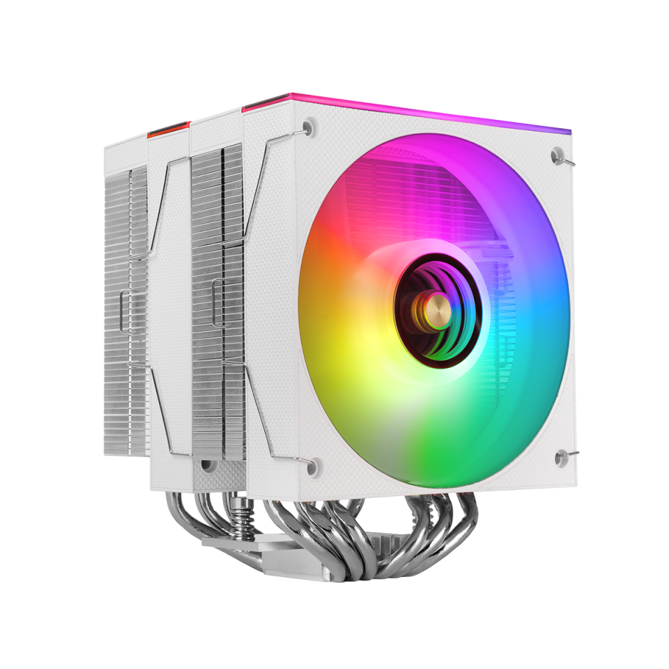 VENTILADOR CON DISIPADOR DE CPU MARS GAMING MCPUX26W TDP 350W DOBLE TORRE PWM ARGB BLANCO