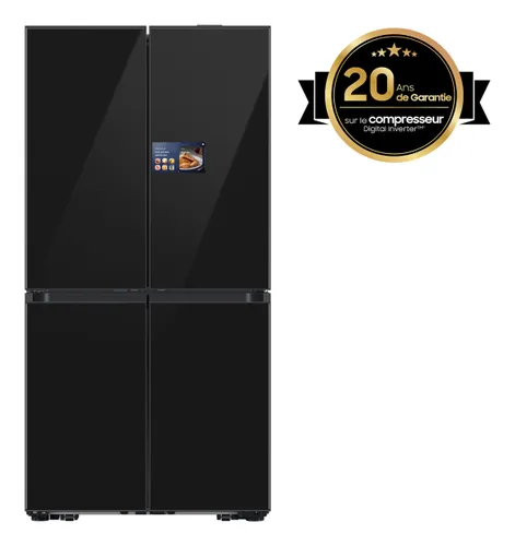 Frigorífico americano - Samsung Bespoke AI RM90F67CECEF, Hybrid Cooling, 185.3 cm, 654 l, No Frost, Negro