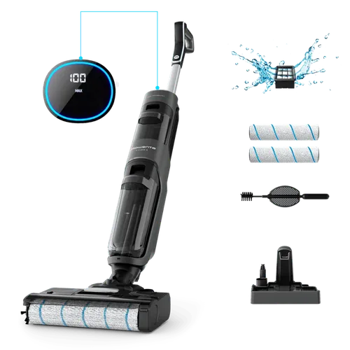 Rowenta X-Clean 4 de Rowenta, Fregona Eléctrica Sin Cable, 2 en 1 Aspira y Friega a la vez, 200 W, Pantalla De Control Inteligente, 10kPA, Ajuste Automático De Limpieza: Eco, Auto Y Max