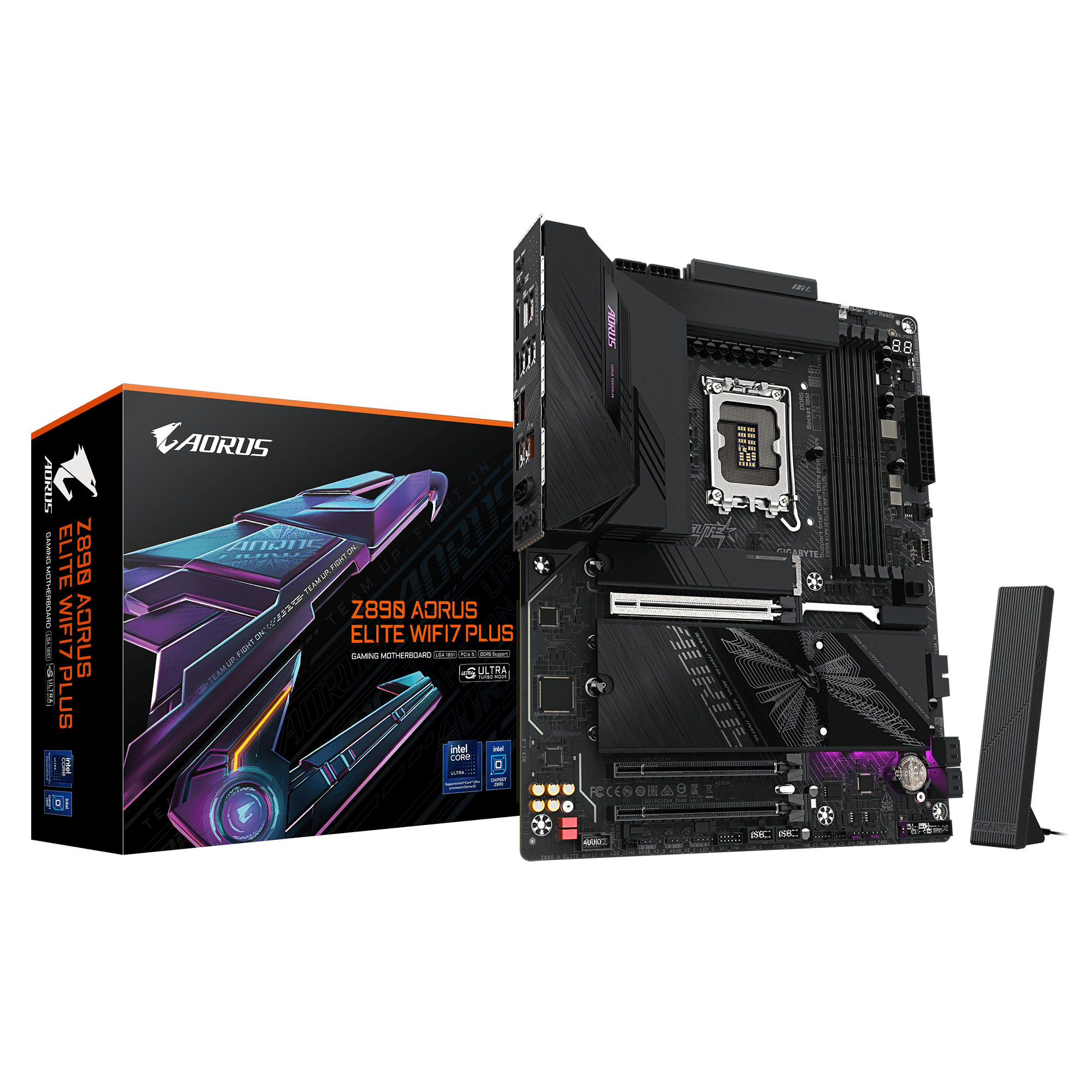 Placa base Gigabyte Z890 AORUS Elite WIFI7 Plus Intel LGA1851 DDR5 ATX WiFi 7 Negro