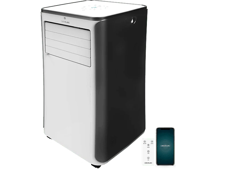 Aire acondicionado portátil - Cecotec ForceClima 9500 Soundless Heating Connected, 2268 fg/h, Bomba de calor, 5 modos, 3 veloc, Mando, Wi-Fi, Blanco