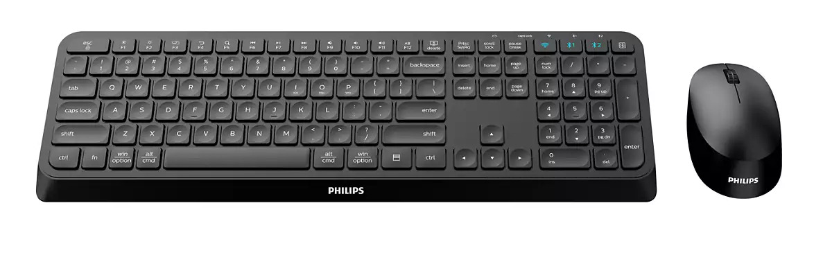 Teclado y ratón Philips 4000 Series Inalámbrico RF + Bluetooth 5.0 QWERTY Inglés Negro SPT6407B
