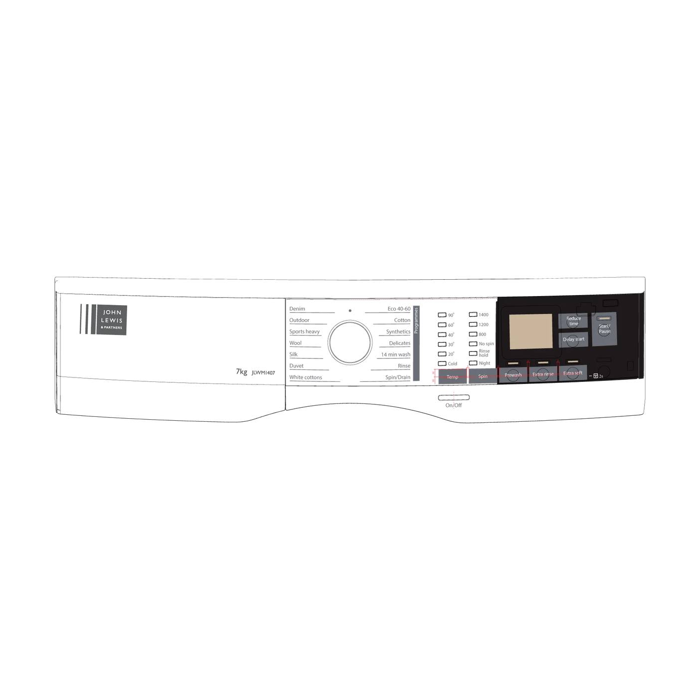 AEG panel mandos, blanco, John Lewis 140092323066