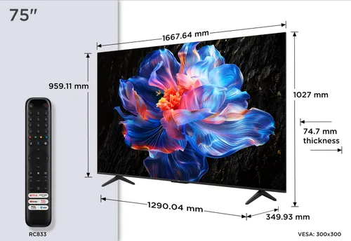 TV LED 75" - TCL 75P6K, UHD 4K, HDR, AiPQ, Google TV, Dolby Atmos, Negro