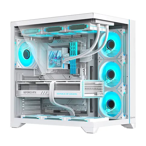 Caja HIDITEC H3 PRO RGB Transparente, Blanco