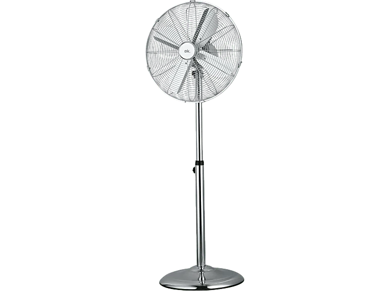 Ventilador de pie - ok. OSF 405026 M ES, 50W, 3 Velocidades, Altura Ajustable, 4 Aspas, Oscilación, Cromado