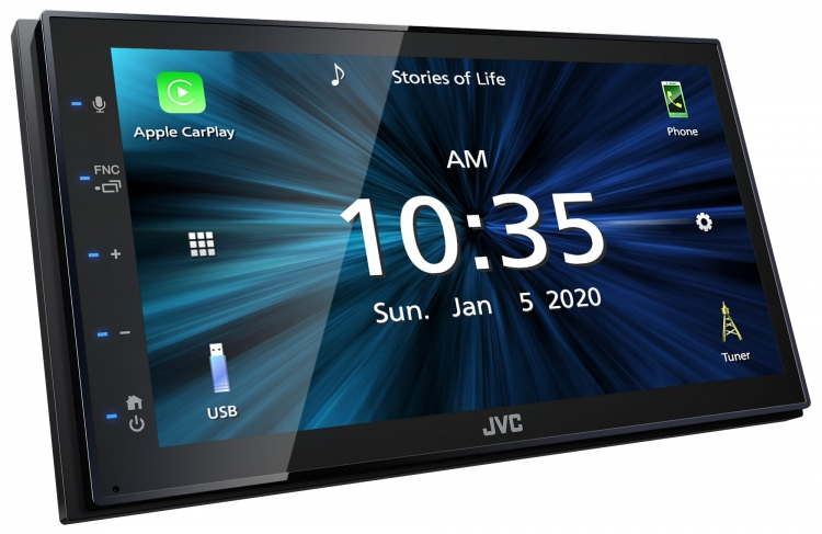 Autorradio JVC Negro CarPlay Android Auto 6.8 pulgadas Táctil KW-M560BT