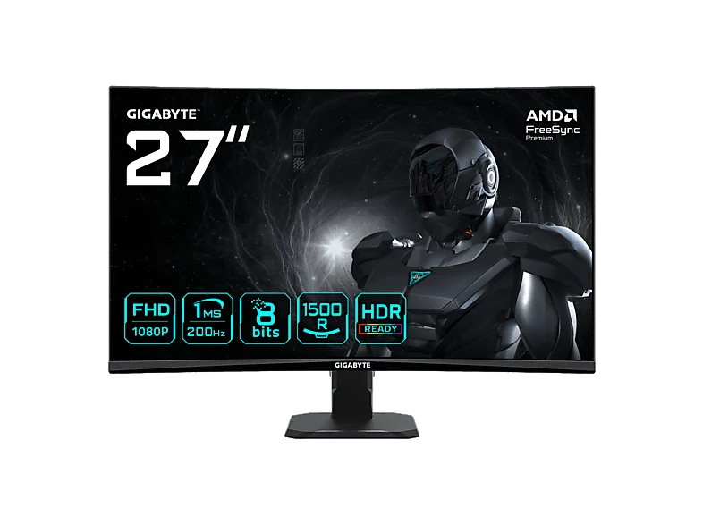 MONITOR GIGABYTE 27" GS27FCA,CURVO,VA 1500R,1920X1080 (FHD),0.31PP,3000:1,1MS,200HZ,2HDMI+1DP
