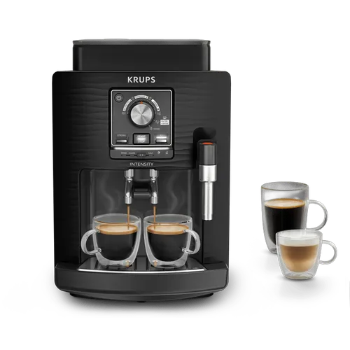 Moulinex KRUPS Intensity, Superautomática, 4 Bebidas, Espumador de leche, Café en grano, 15 bares, 1.7L depósito agua, Negro