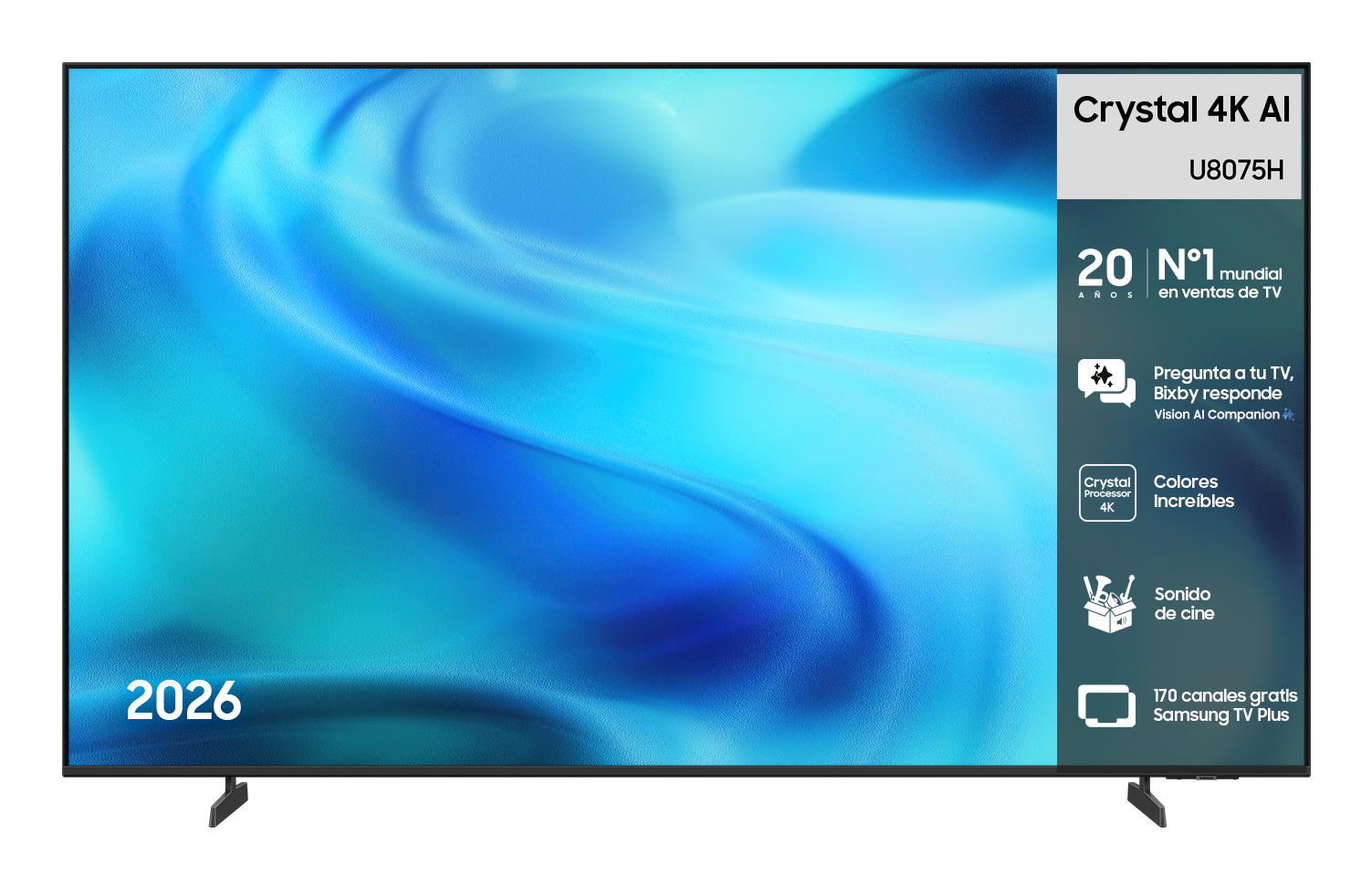 TV LED 85" - Samsung TU85U8075HUXXC, UHD 4K, Crystal Processor Smart TV, Wifi, Negro
