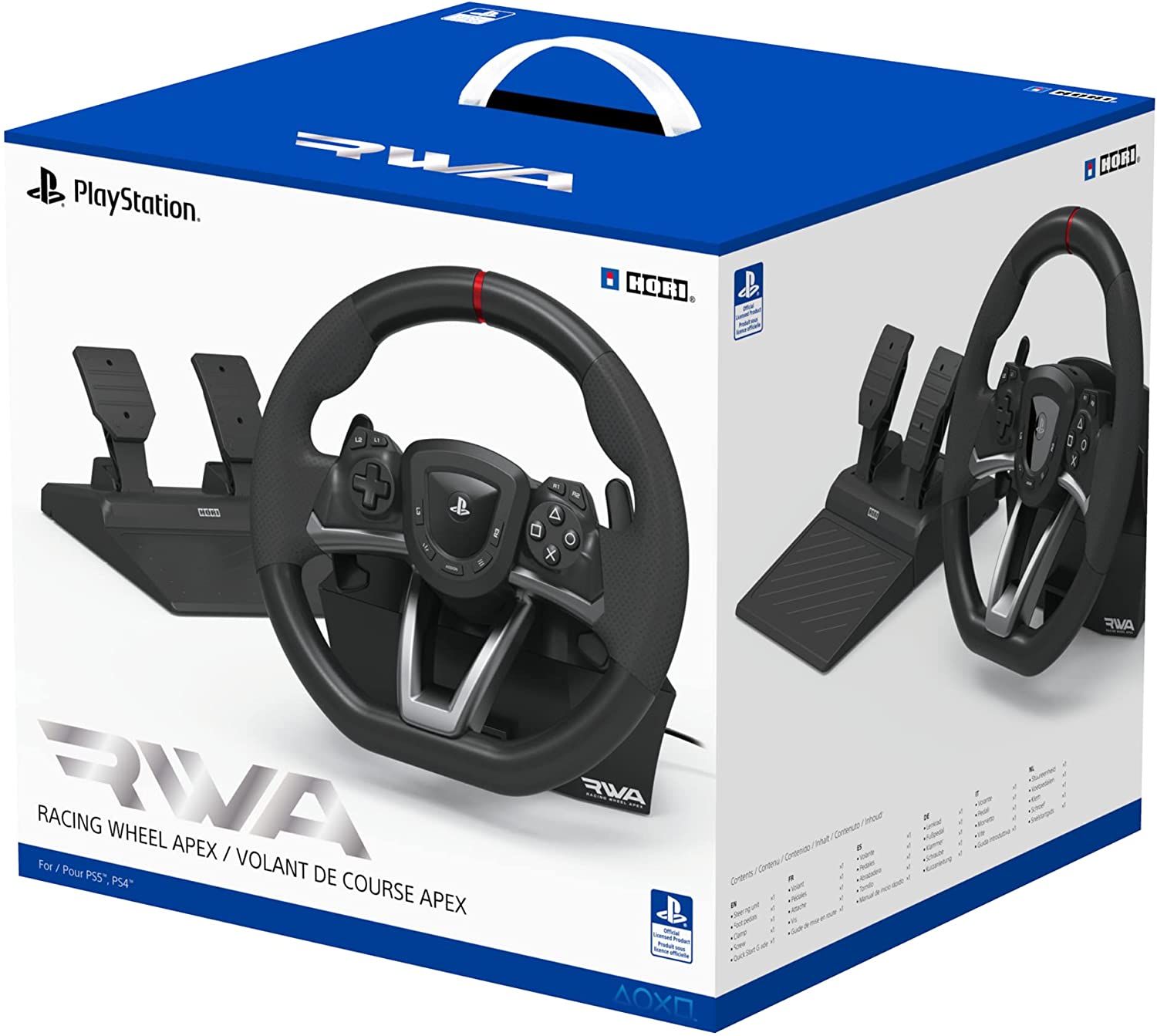 Volante - Hori Racing Wheel Apex, Para PS5, PS4 y PC, 270°, Negro + Pedales