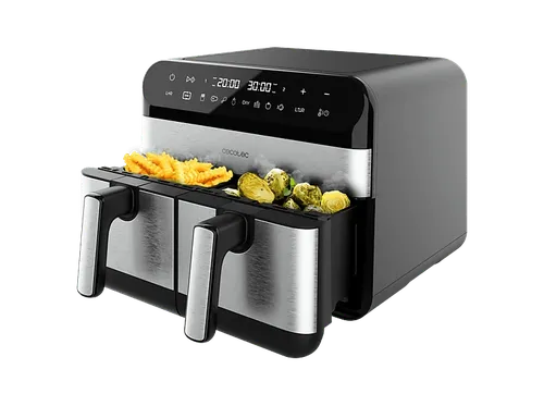 Freidora de aire - Cecotec Cecofry Advance 9000 Inox, Doble cesta, 2800 W, 200 °C