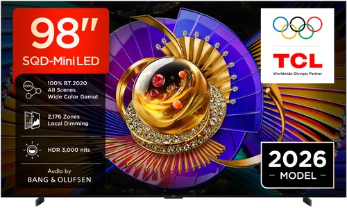 TV SQD-Mini LED 98" - TCL 98C7L, UHD 4K, MT9653, Smart TV,DVB-T2 (H.265), HDR 3000 nits, Dolby Vision y Atmos, Negro