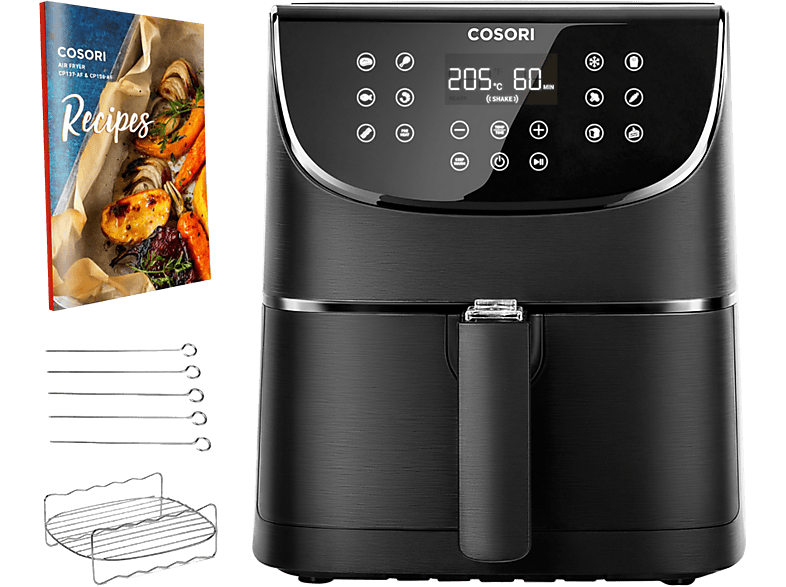 Freidora de aire - Cosori Premium Chef Edition, Capacidad 5.5L, Potencia 1700W, Hasta 205ºC, Negro