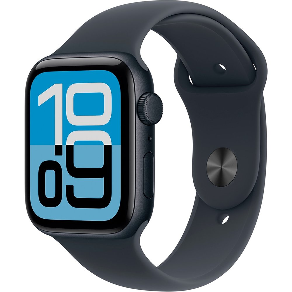 Apple Watch SE 3 (2025), GPS, 44 mm, Caja de aluminio Medianoche, Correa deportiva M/L, Calidad del sueño, Medición temperatura
