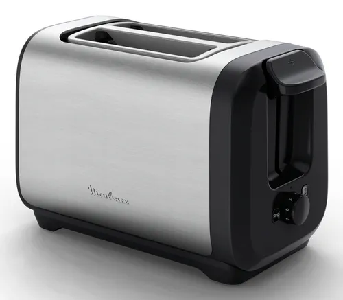 Moulinex Subito, Tostadora de 2 ranuras, Tuesta más rápido, Menor consumo energético, Negro y acero inoxidable