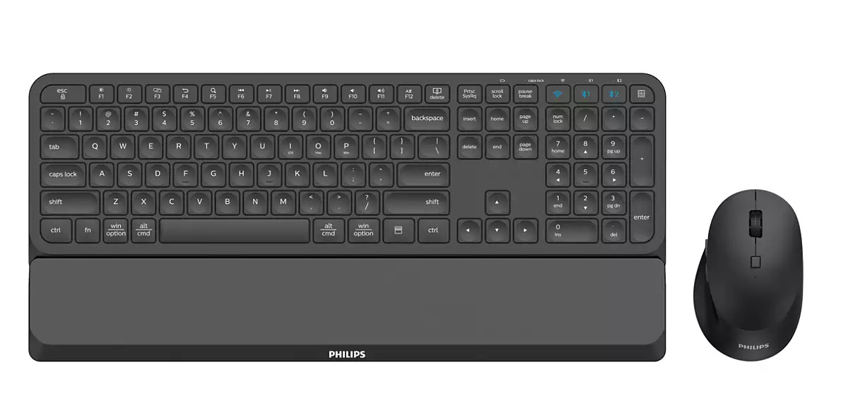 Combo Teclado y Ratón Philips Negro Inalámbrico Bluetooth SPT6607B/16