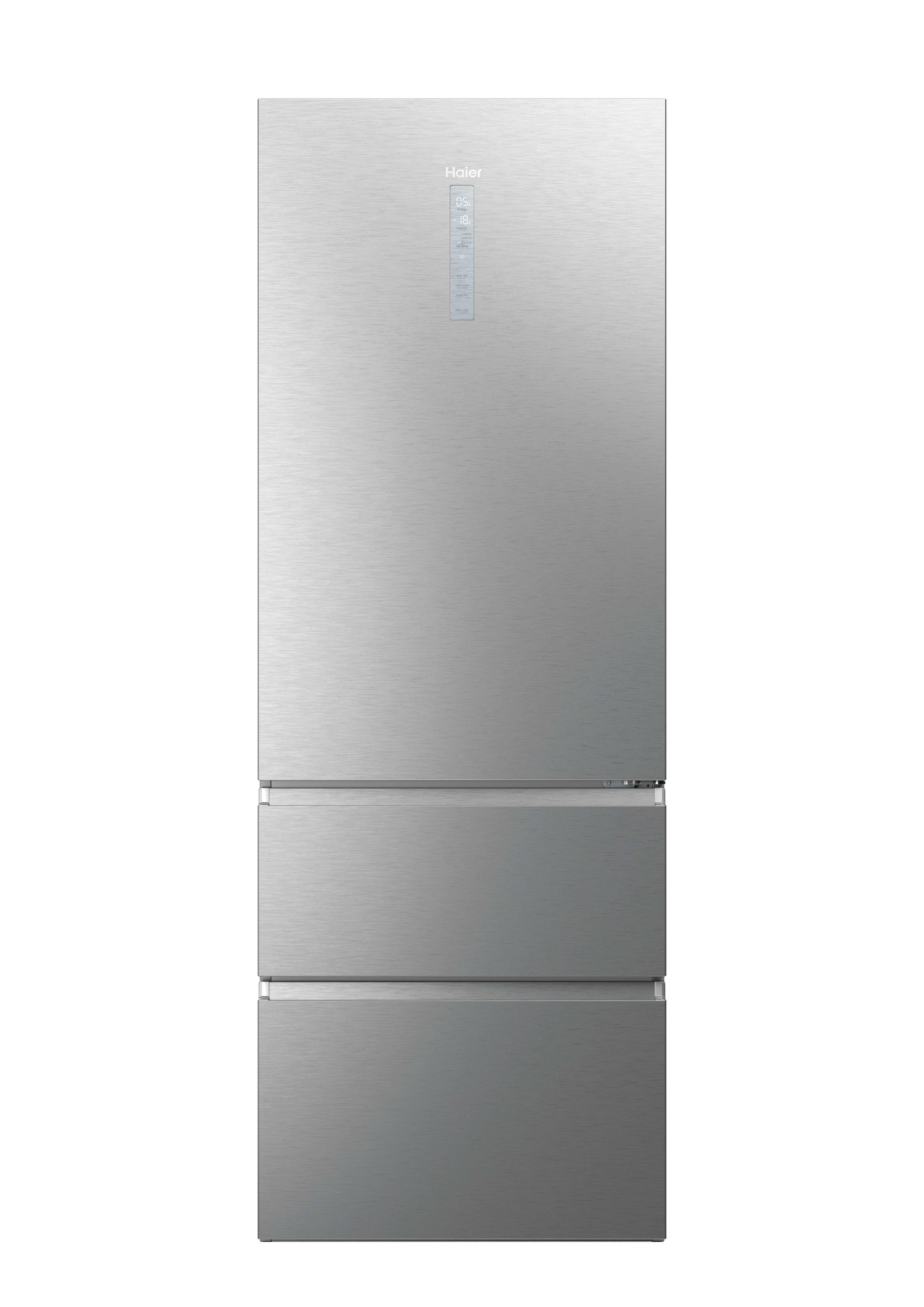 Frigorífico combi - Haier Series 7 HTW7720CNMM, No Frost, 201 cm, 486 l, My Zone, Daylight, Inox Platino
