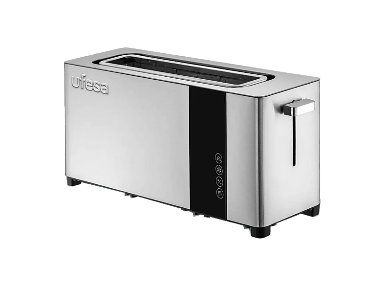 Tostadora - Ufesa Plus Delux, 1050 W, 1 Ranura, Rebanada, 7 Niveles de Tostado, Pantalla Digital LCD, Acero inoxidable negro
