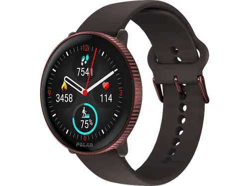 Reloj deportivo - Polar Ignite 3, 22 mm, 1.2", AMOLED, Talla S-L, Cristal curvo, GPS dual, Autonomía 5 días, Marrón/cobre